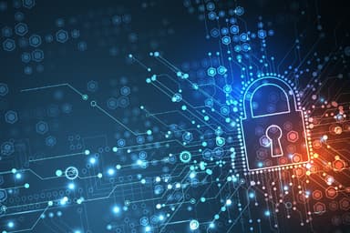 Glowing padlock icon amid circuit board